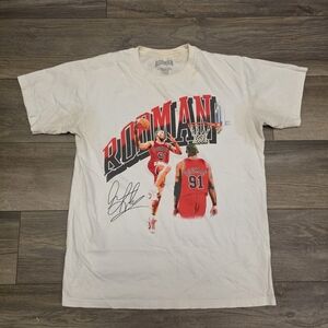 Rare Vintage Style Dennis Rodman Chicago Bulls Signature Official Shirt